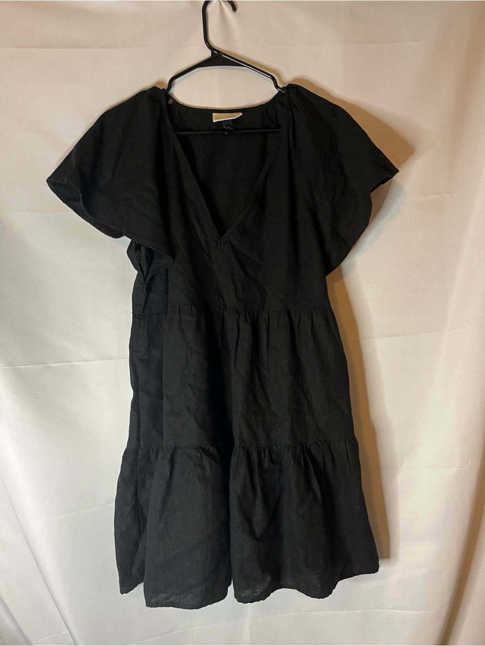 Universal Thread Black V-Neck Linen Blend Mini Dress